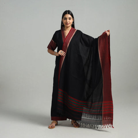 Black - Cotton Dharwad Kurta Set with Palazzo & Dupatta 06