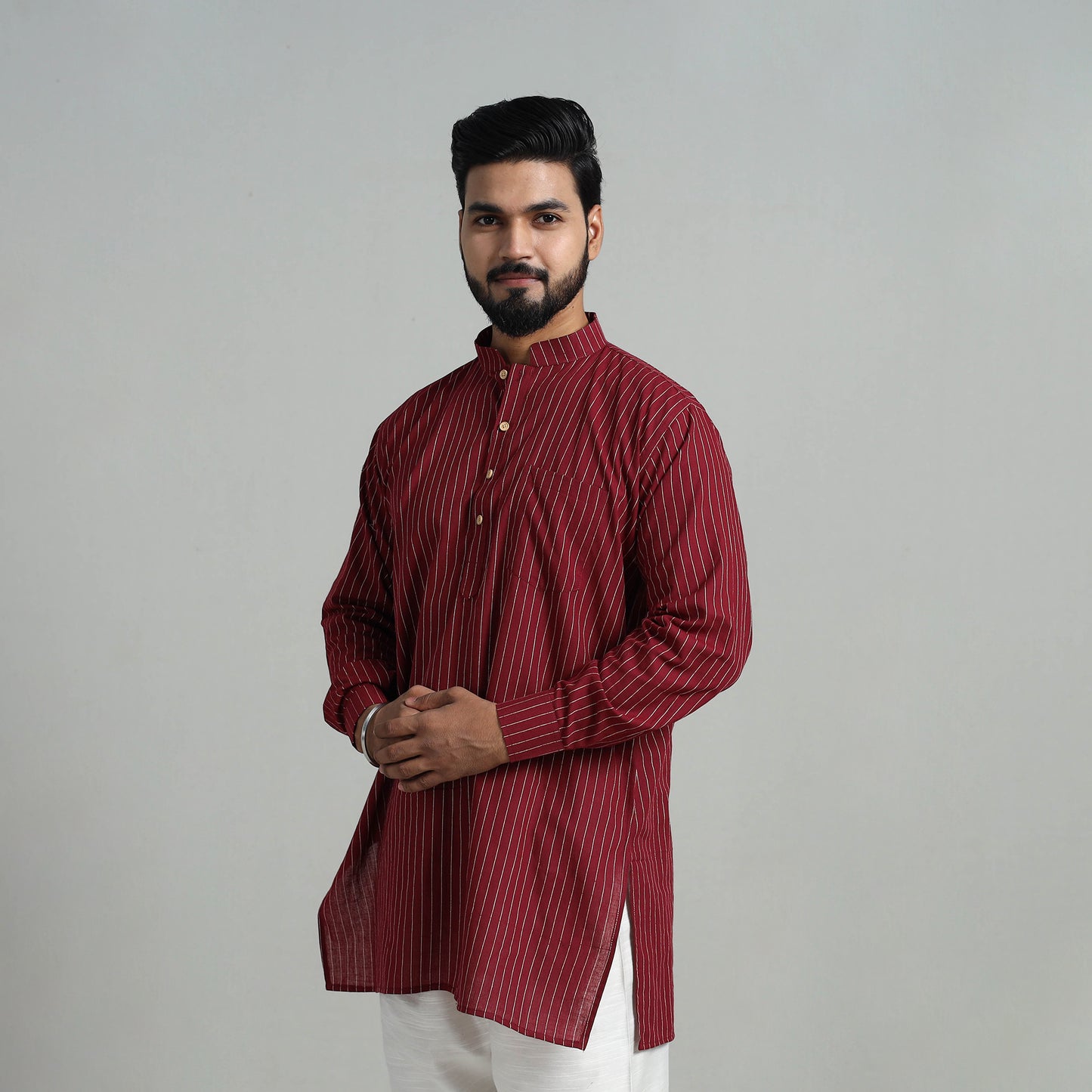 Cotton Short Jacquard Kurta for Men 02