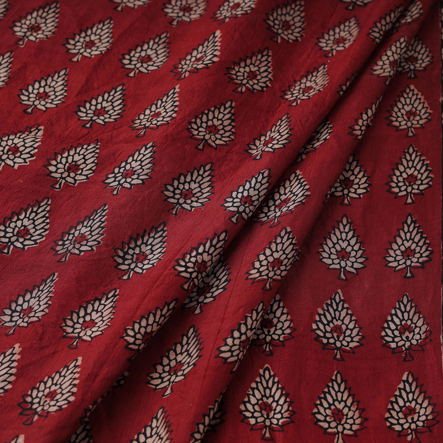 Red - Mulberry Silk Bagh Print Fabric 10