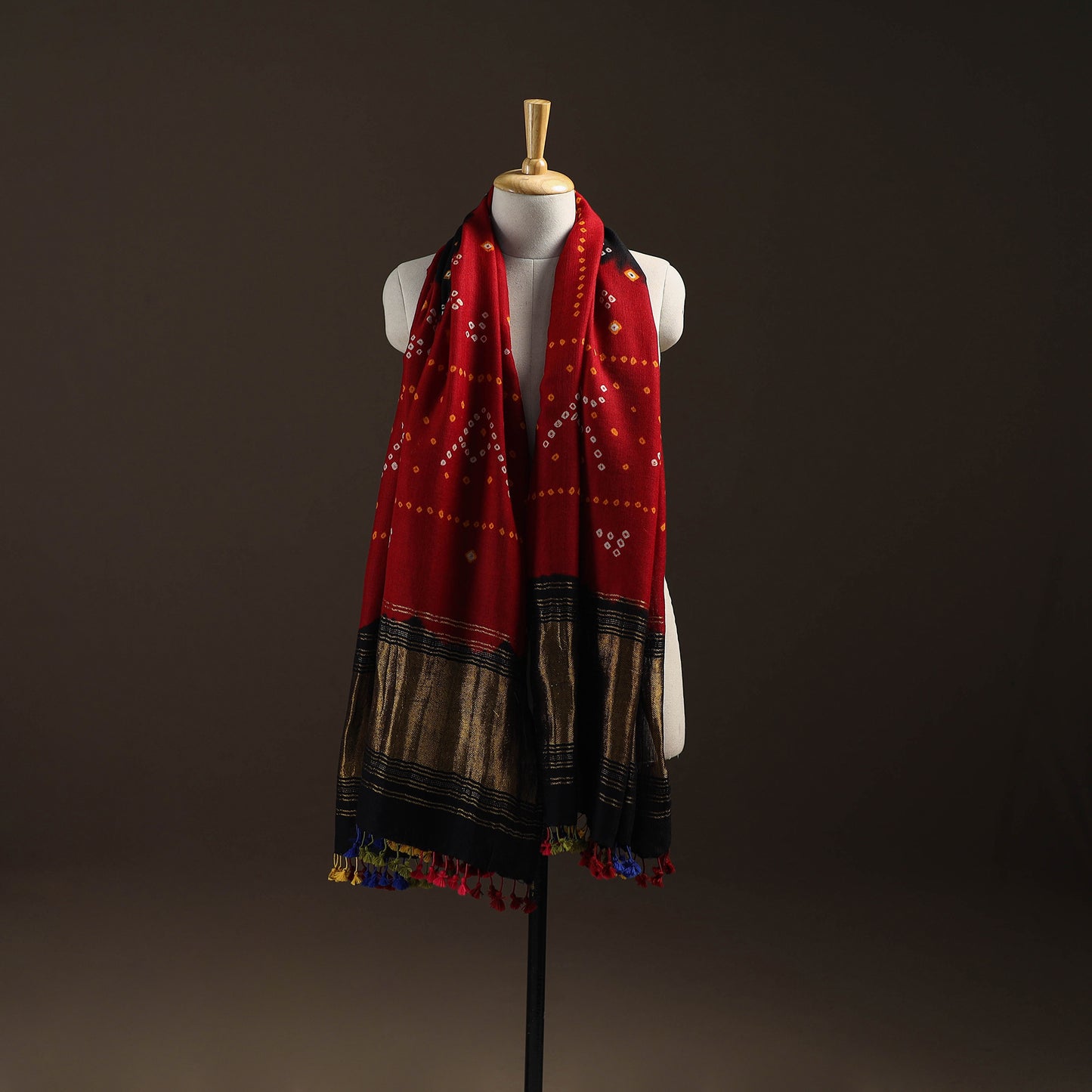 Kutch Bandhani Handwoven Merino Wool Shawl 44