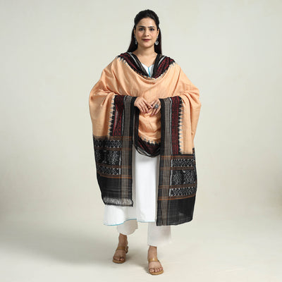 Beige - Sambalpuri Ikat Weave Handloom Cotton Dupatta 04