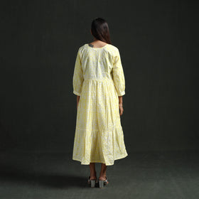 Tiered Flared Lace Work Cotton Hand Block Batik Print Dress 13