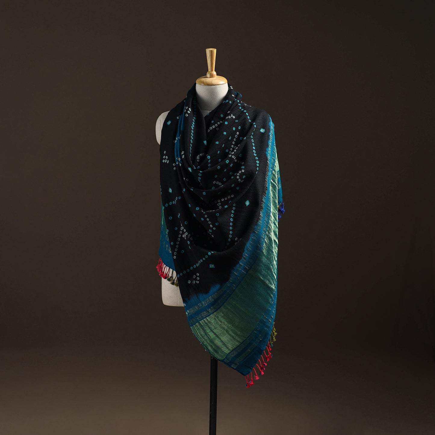 Kutch Bandhani Handwoven Merino Wool Shawl 45