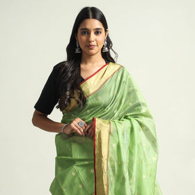 Buy Traditional Chanderi Silk Handloom Saree with Zari Border & Buti Online at iTokri.com