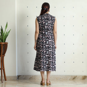  Sanganeri Block Printed Cotton Collared Neck Buttoned Down Dress 