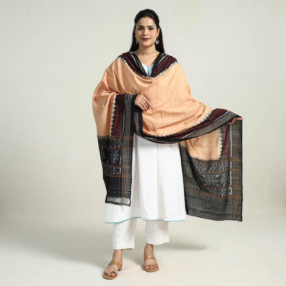 Beige - Sambalpuri Ikat Weave Handloom Cotton Dupatta 04