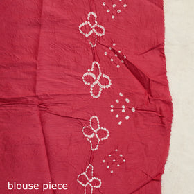Pink - kutch bandhani tie-dye cotton saree with blouse