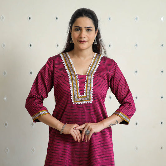 Purple - Traditional Cotton Khun Straight Kurta for Women 13