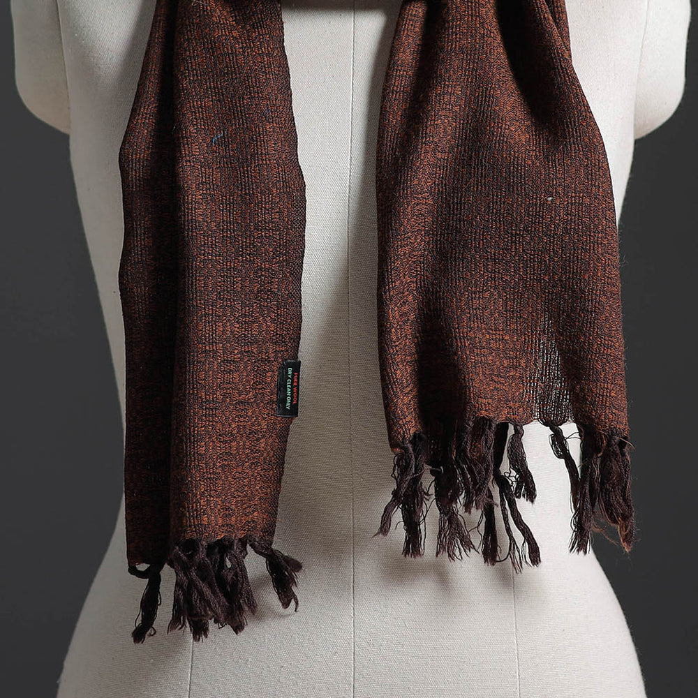 Brown - Kumaun Handwoven Pure Merino Wool Scarf 223