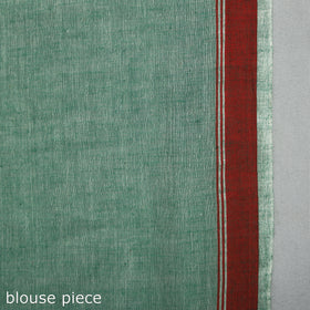 Green - handloom cotton phulia jamdani saree with tassels