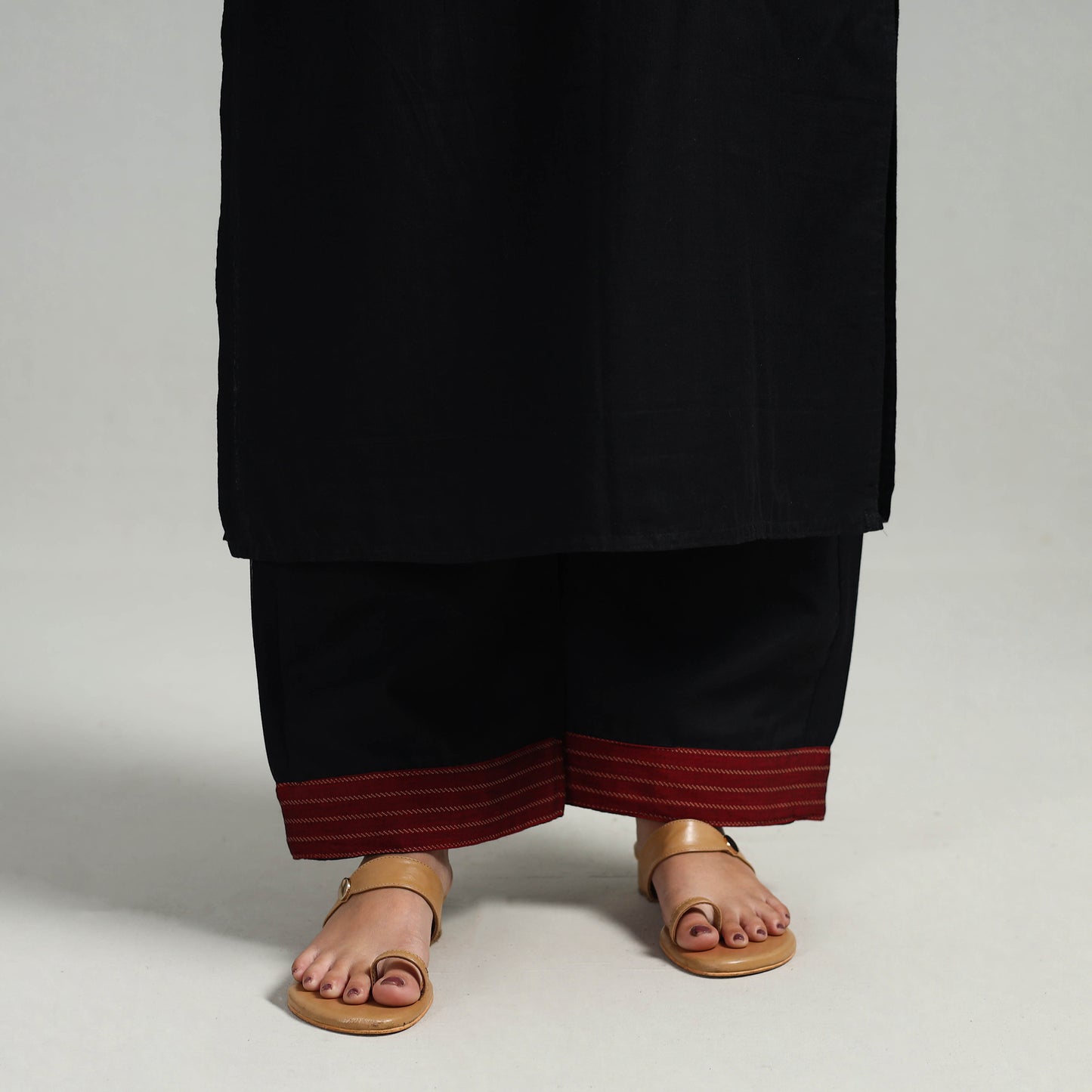 Black - Cotton Dharwad Kurta Set with Palazzo & Dupatta 06