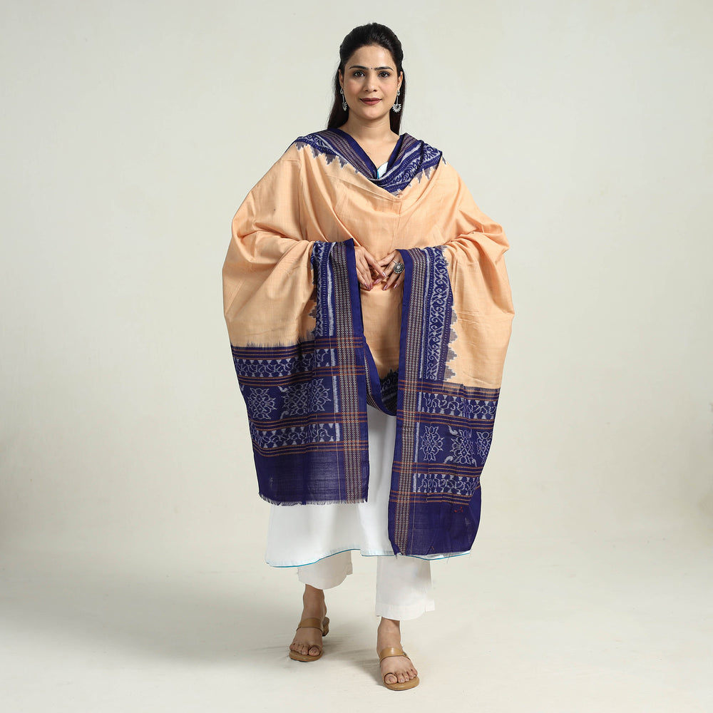 Beige - Sambalpuri Ikat Weave Handloom Cotton Dupatta 05