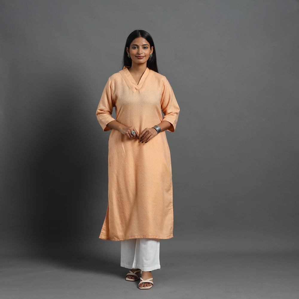 Deepti Peach Merino Woolen Kurta