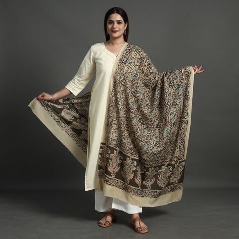 Beige - Kalamkari Block Printed Cotton Dupatta 129