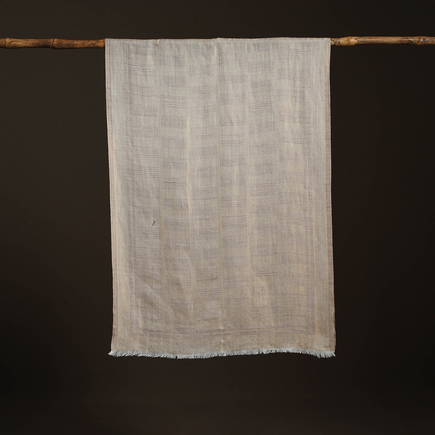 Plain Zari Weave Fine Wool Stole for Women 50