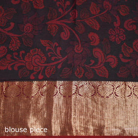 Kanjeevaram Pure Handloom Mulberry Silk Handpainted Srikalahasti Pen Kalamkari Saree with Zari Work 16