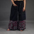 Black Kantha Hand Embroidery Palazzo in Cotton