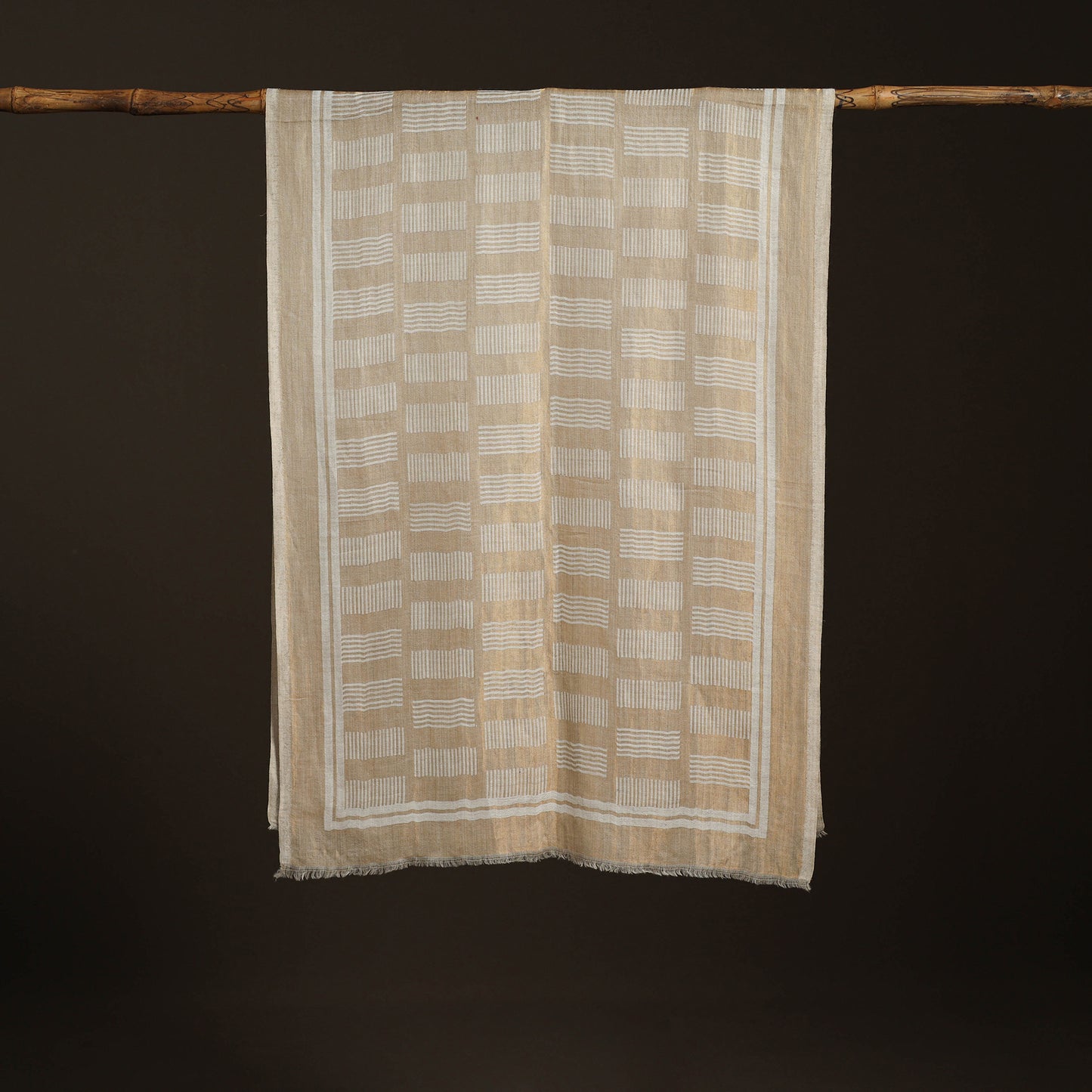 Plain Zari Weave Fine Wool Stole for Women 49