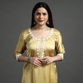 Buy Navy Blue Modal Silk Hand Embroidered Long Kurta l iTokri.com