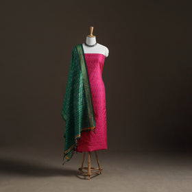Pochampally Ikat Handloom Sico Unstitched Dress Material: Kurta with Dupatta 19
