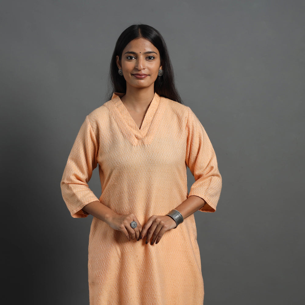 Deepti Peach Merino Woolen Kurta