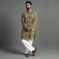 Kalamkari Block Printed Cotton Men Long Kurta 08