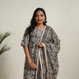 Black - printed cotton kalamkari kurta set 07 - handcrafted