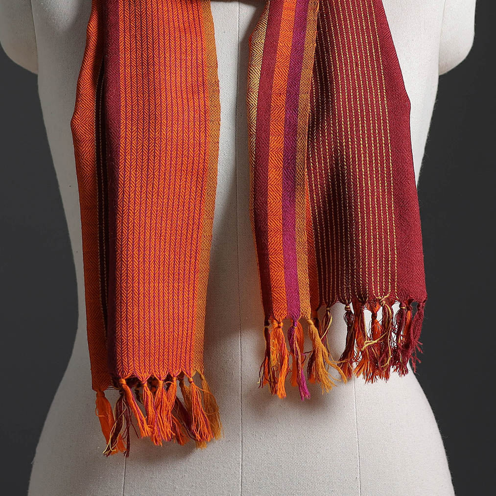 Orange - Kumaun Handwoven Pure Merino Wool Scarf 224