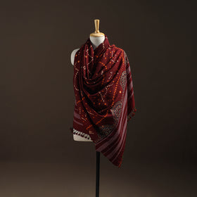 Kutch Bandhani Handwoven Neran Hand Embroidery Merino Wool Shawl 46