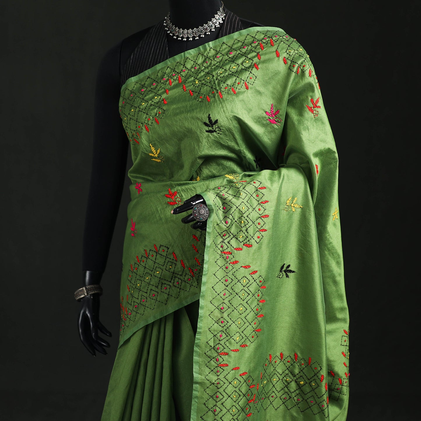 Hand Embroidered Silk Saree 75
