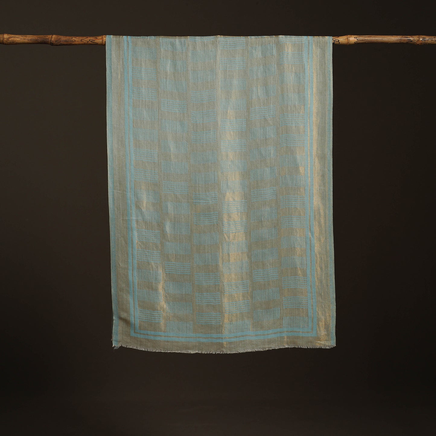 Plain Zari Weave Fine Wool Stole for Women 48