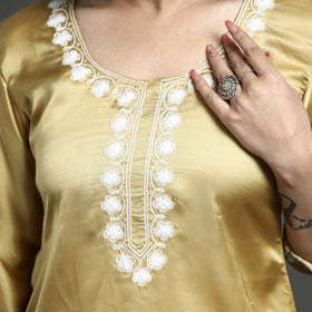 Buy Navy Blue Modal Silk Hand Embroidered Long Kurta l iTokri.com