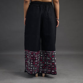 Black Kantha Hand Embroidery Palazzo in Cotton