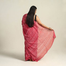 Pink - kutch bandhani tie-dye cotton saree with blouse