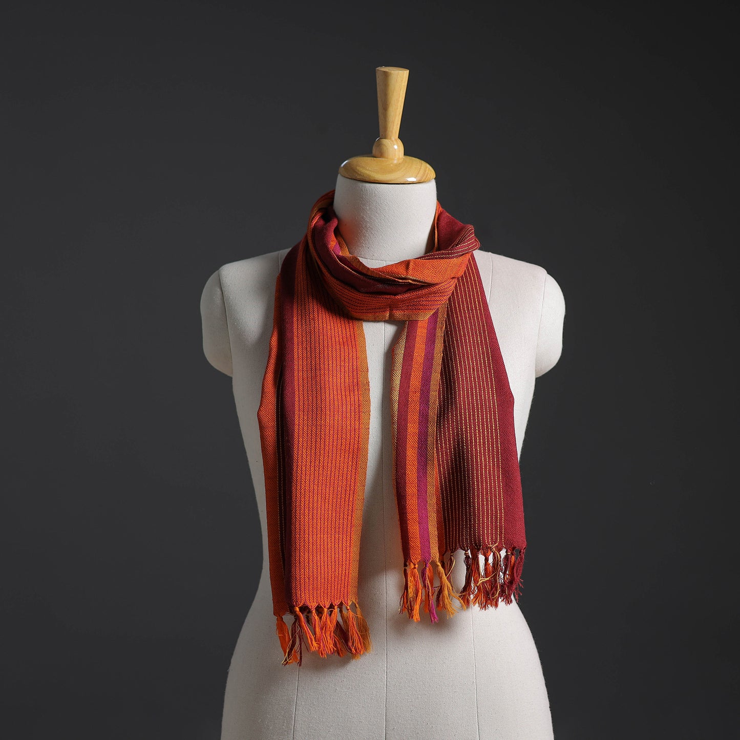 Orange - Kumaun Handwoven Pure Merino Wool Scarf 224