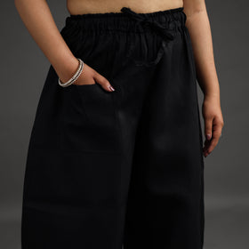 Black Kantha Hand Embroidery Palazzo in Cotton
