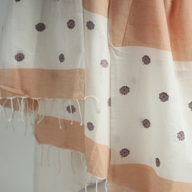 Peach - phulia bengal jamdani handloom pure cotton dupatta