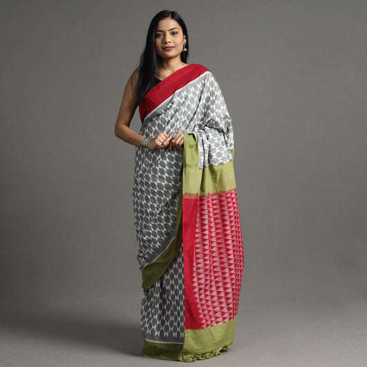 Multicolor - Pochampally Ikat Weave Handloom Cotton Saree
