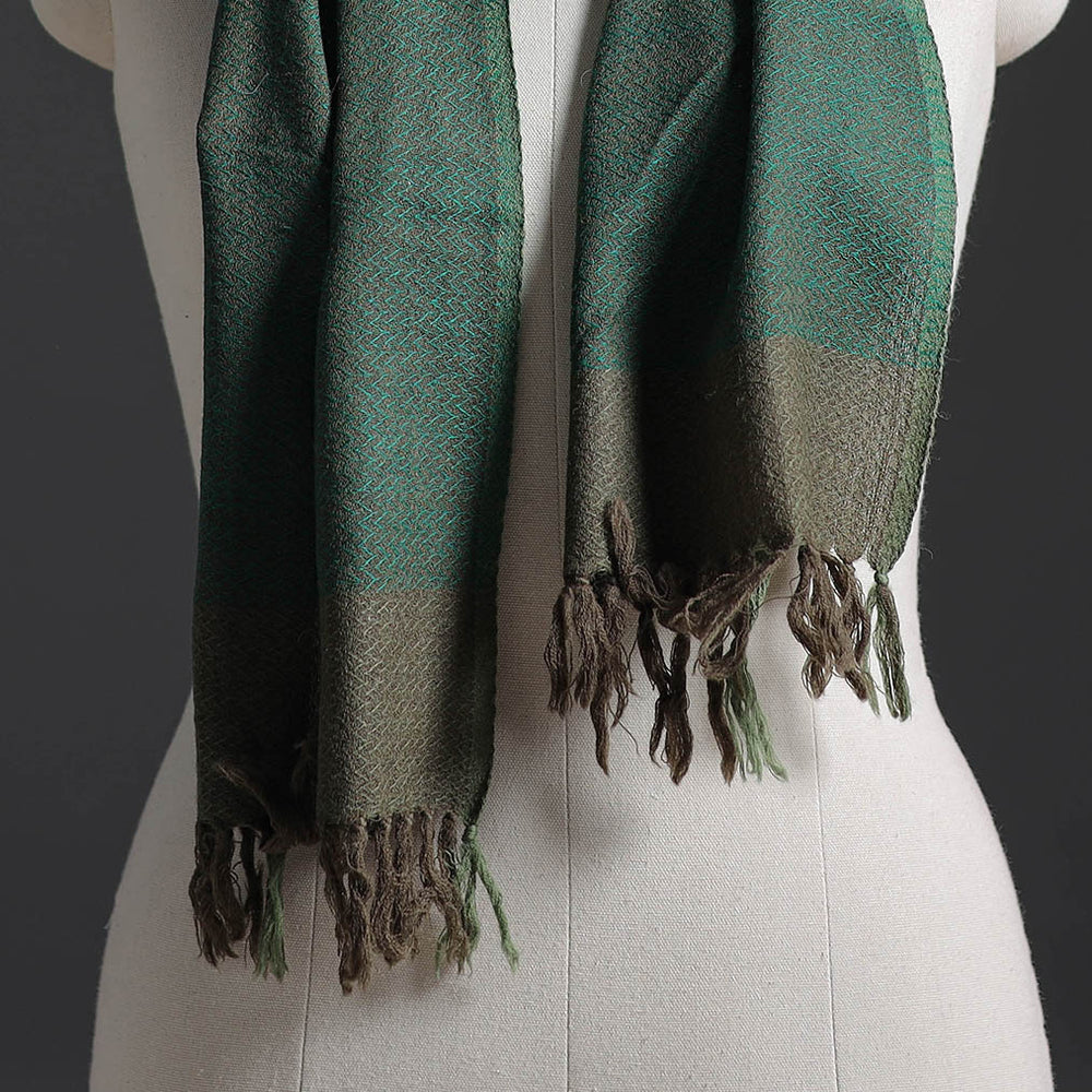 Green - Kumaun Handwoven Pure Merino Wool Scarf 225