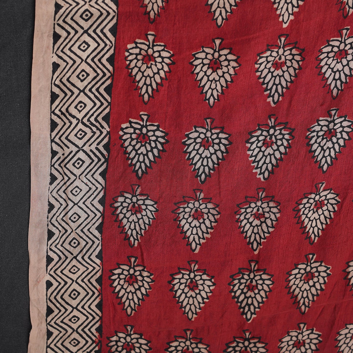 Red - Mulberry Silk Bagh Print Fabric 12