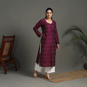 Buy Purple Mercerised Cotton Straight Pochampally Ikat Kurta