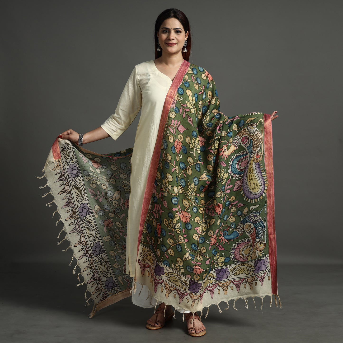 Kalamkari Handpainted Dupatta