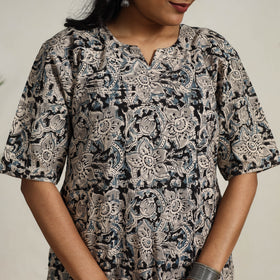 Black - printed cotton kalamkari kurta set 07 - handcrafted
