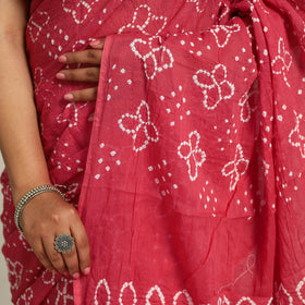 Pink - kutch bandhani tie-dye cotton saree with blouse