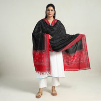 Black - Sambalpuri Ikat Weave Handloom Cotton Dupatta 06