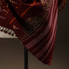 Kutch Bandhani Handwoven Neran Hand Embroidery Merino Wool Shawl 46