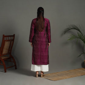 Buy Purple Mercerised Cotton Straight Pochampally Ikat Kurta