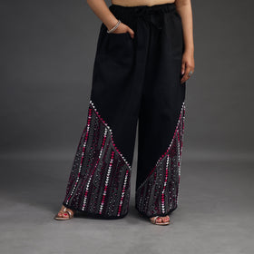 Black - kantha hand embroidery palazzo in cotton 18