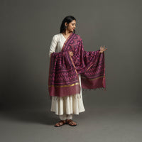 Purple - Block Printed Chanderi Silk Bagru Dupatta 45