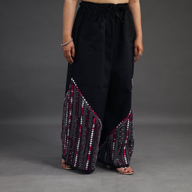 Black - kantha hand embroidery palazzo in cotton 18